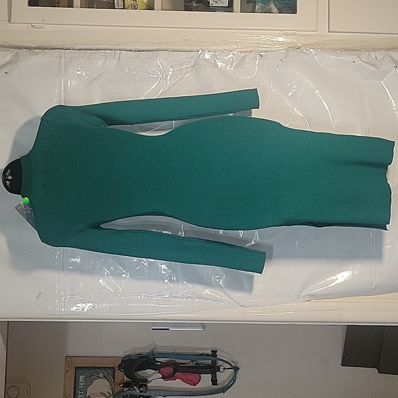 SAY WHAT New Bodycon Ribbed Side Slit Dress Green M Sexy Going Out Evening - Picture 5 of 6